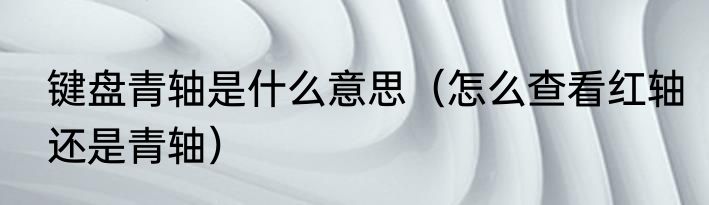 键盘青轴是什么意思（怎么查看红轴还是青轴）