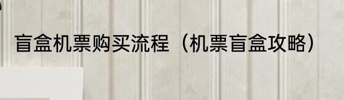 盲盒机票购买流程（机票盲盒攻略）