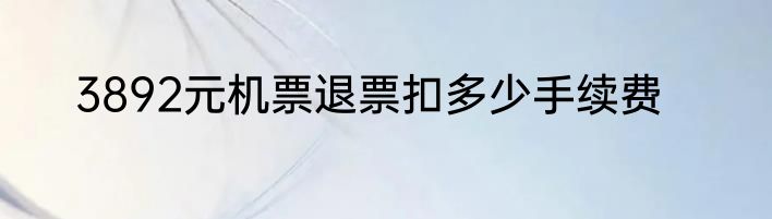 3892元机票退票扣多少手续费