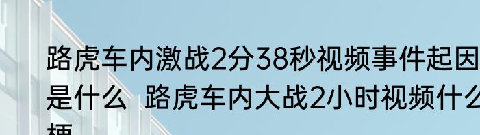 路虎车内激战2分38秒视频事件起因是什么  路虎车内大战2小时视频什么梗