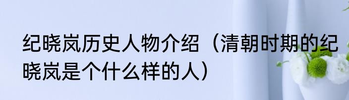 纪晓岚历史人物介绍（清朝时期的纪晓岚是个什么样的人）
