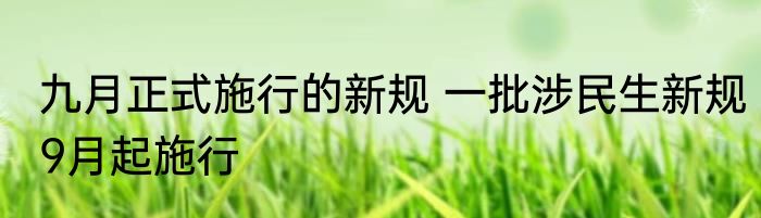 九月正式施行的新规 一批涉民生新规9月起施行