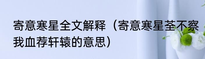 寄意寒星全文解释（寄意寒星荃不察我血荐轩辕的意思）
