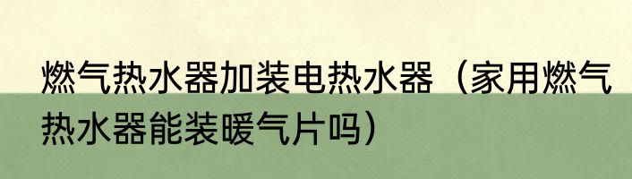 燃气热水器加装电热水器（家用燃气热水器能装暖气片吗）