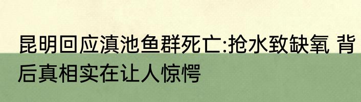 昆明回应滇池鱼群死亡:抢水致缺氧 背后真相实在让人惊愕