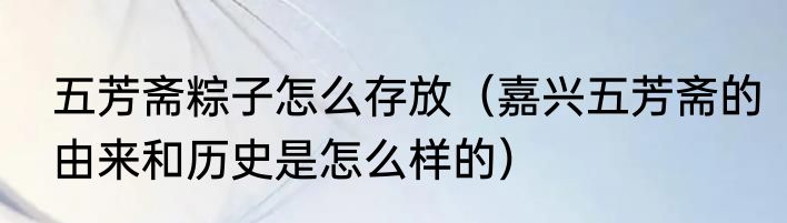 五芳斋粽子怎么存放（嘉兴五芳斋的由来和历史是怎么样的）