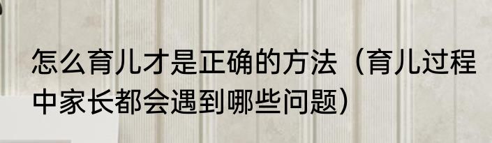 怎么育儿才是正确的方法（育儿过程中家长都会遇到哪些问题）