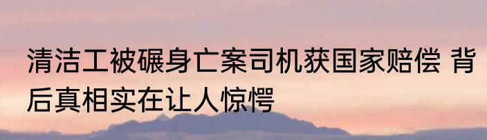 清洁工被碾身亡案司机获国家赔偿 背后真相实在让人惊愕