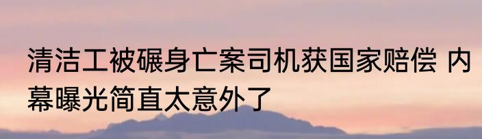清洁工被碾身亡案司机获国家赔偿 内幕曝光简直太意外了