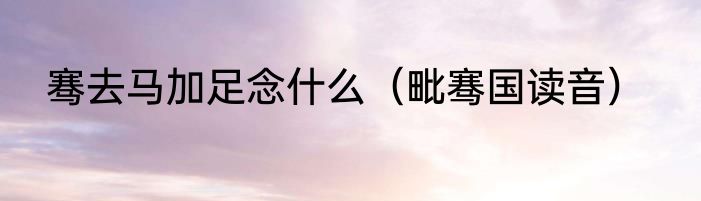 骞去马加足念什么（毗骞国读音）