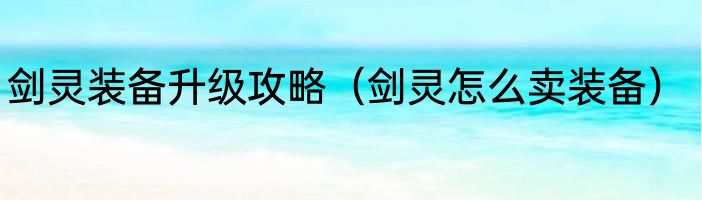 剑灵装备升级攻略（剑灵怎么卖装备）