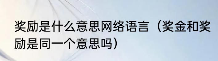 奖励是什么意思网络语言（奖金和奖励是同一个意思吗）