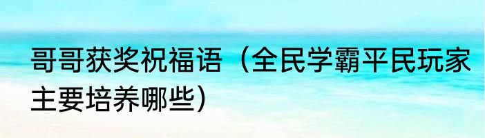 哥哥获奖祝福语（全民学霸平民玩家主要培养哪些）