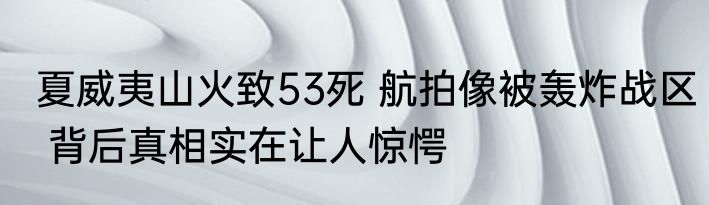 夏威夷山火致53死 航拍像被轰炸战区 背后真相实在让人惊愕