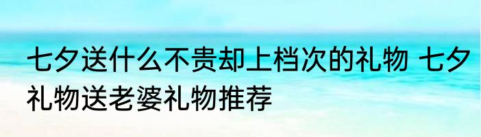 七夕送什么不贵却上档次的礼物 七夕礼物送老婆礼物推荐 