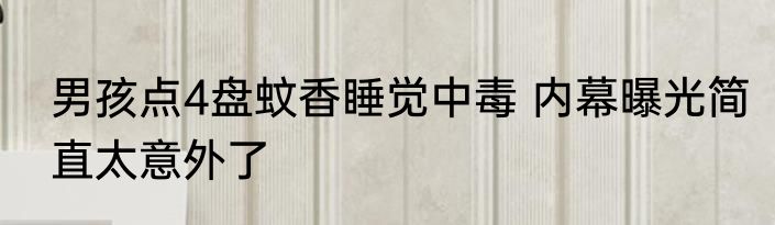 男孩点4盘蚊香睡觉中毒 内幕曝光简直太意外了