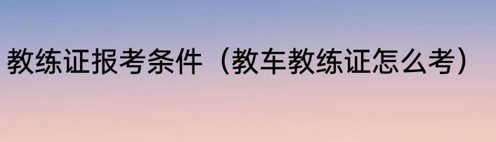 教练证报考条件（教车教练证怎么考）