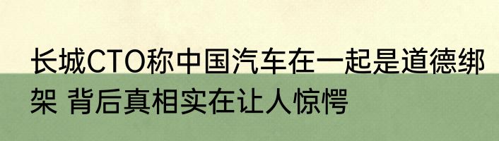 长城CTO称中国汽车在一起是道德绑架 背后真相实在让人惊愕