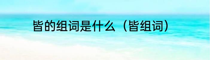 皆的组词是什么（皆组词）