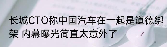 长城CTO称中国汽车在一起是道德绑架 内幕曝光简直太意外了