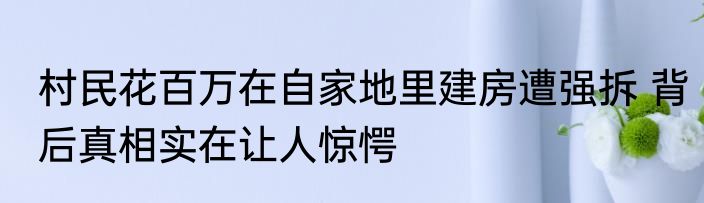 村民花百万在自家地里建房遭强拆 背后真相实在让人惊愕