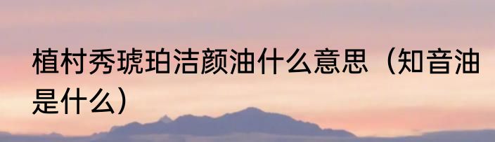 植村秀琥珀洁颜油什么意思（知音油是什么）