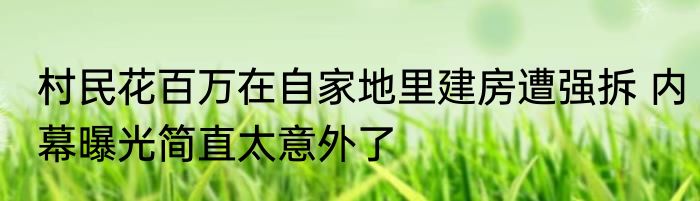 村民花百万在自家地里建房遭强拆 内幕曝光简直太意外了