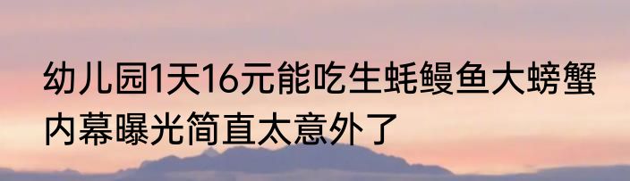 幼儿园1天16元能吃生蚝鳗鱼大螃蟹 内幕曝光简直太意外了