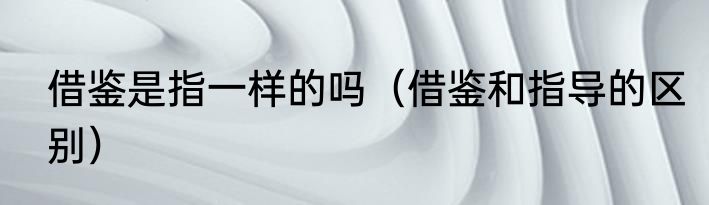 借鉴是指一样的吗（借鉴和指导的区别）