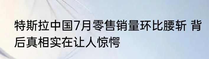 特斯拉中国7月零售销量环比腰斩 背后真相实在让人惊愕