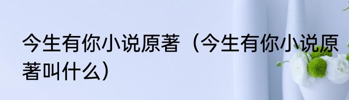 今生有你小说原著（今生有你小说原著叫什么）