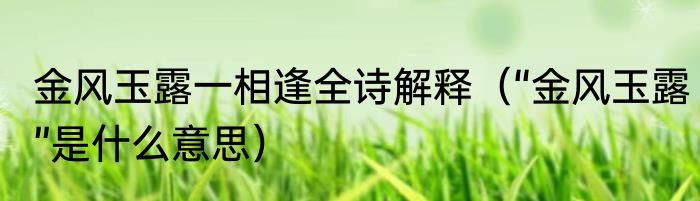 金风玉露一相逢全诗解释（“金风玉露”是什么意思）