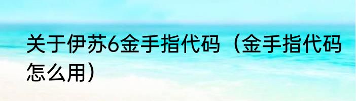 关于伊苏6金手指代码（金手指代码怎么用）