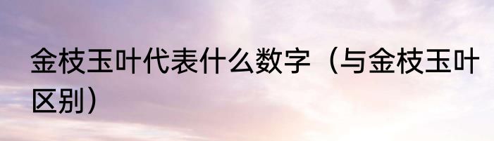金枝玉叶代表什么数字（与金枝玉叶区别）