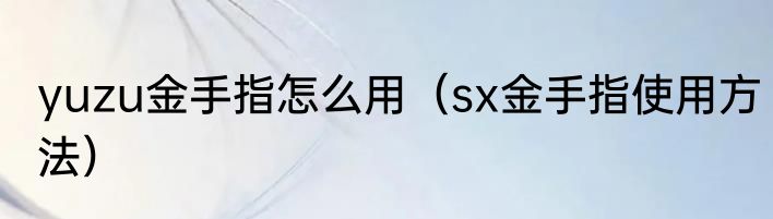 yuzu金手指怎么用（sx金手指使用方法）