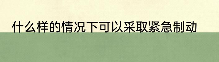 什么样的情况下可以采取紧急制动