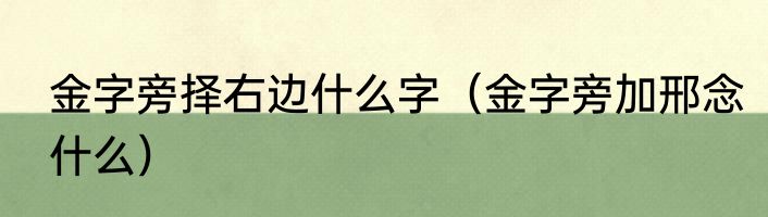 金字旁择右边什么字（金字旁加邢念什么）