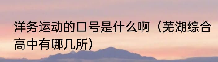 洋务运动的口号是什么啊（芜湖综合高中有哪几所）
