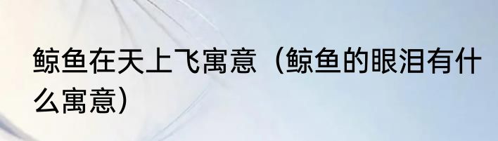 鲸鱼在天上飞寓意（鲸鱼的眼泪有什么寓意）