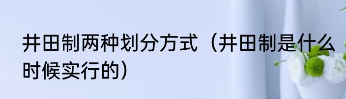 井田制两种划分方式（井田制是什么时候实行的）