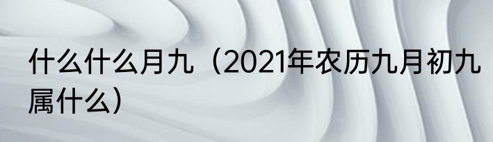 什么什么月九（2021年农历九月初九属什么）