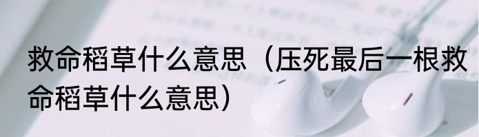 救命稻草什么意思（压死最后一根救命稻草什么意思）