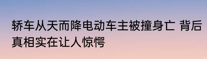 轿车从天而降电动车主被撞身亡 背后真相实在让人惊愕
