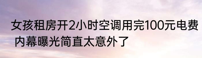 女孩租房开2小时空调用完100元电费 内幕曝光简直太意外了