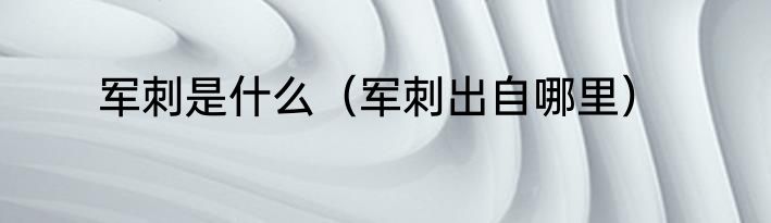 军刺是什么（军刺出自哪里）