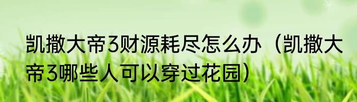 凯撒大帝3财源耗尽怎么办（凯撒大帝3哪些人可以穿过花园）