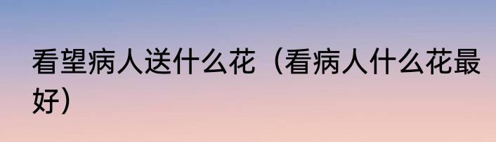 看望病人送什么花（看病人什么花最好）