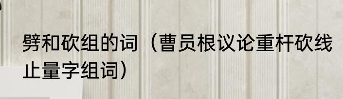 劈和砍组的词（曹员根议论重杆砍线止量字组词）