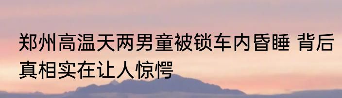 郑州高温天两男童被锁车内昏睡 背后真相实在让人惊愕
