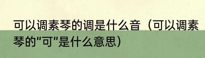 可以调素琴的调是什么音（可以调素琴的“可”是什么意思）